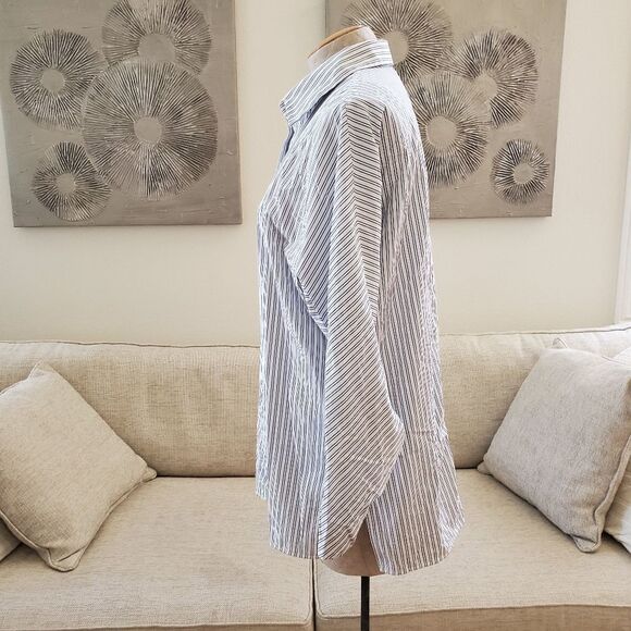 Lafayette 148 Victoria Oceanic Striped Blouse size Large - Picture 7 of 13